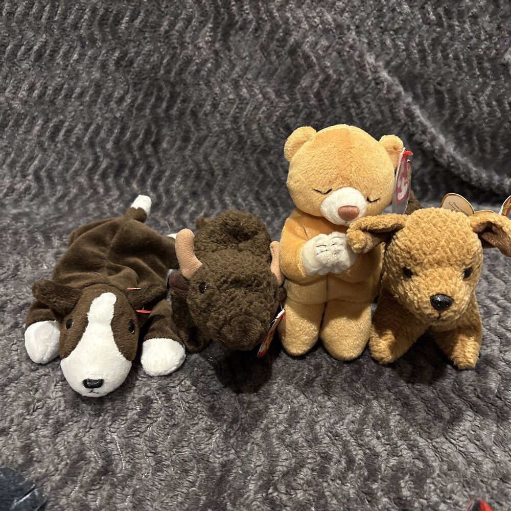 Ty Beanie Babies Lot of 4 Hope, Tuffy, Roam, Bruno